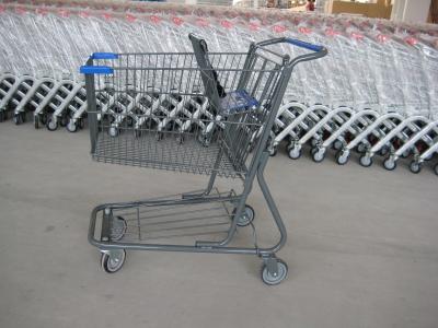 China Supermarket Wire Shopping Basket With Wheels , Commercial Shopping Trolley for sale
