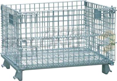 China Foldable Galvanized Wire Container Storage Cages , Mobile Storage Cages With Side for sale