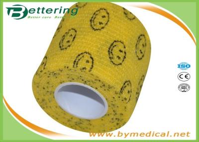 China Flexible Medical Elastic Vet Wrap Bandage Self Adhesive With Smile Face Printing for sale