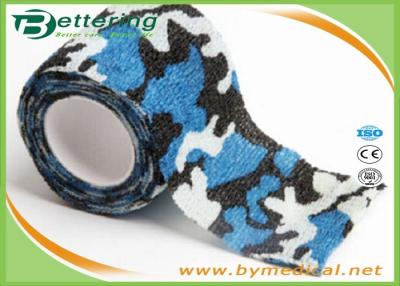 China Blue Colour Camouflage Printing Non Woven Cohesive bandage Pre Wrap for Army Camping Hunting for sale