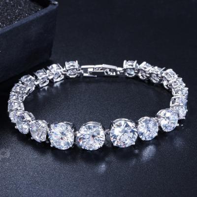 China New Luxury Rose Gold Silver Color CZ Bracelet Bangle for Women Open Party Gift Jewelry Wholesale for sale