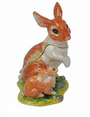 China Rabbit Trinket Box Bunny Jewelry Boxes Cony Rabbit Enameled Trinket Box Organizers Animals Figures Gift Necklace Holder for sale
