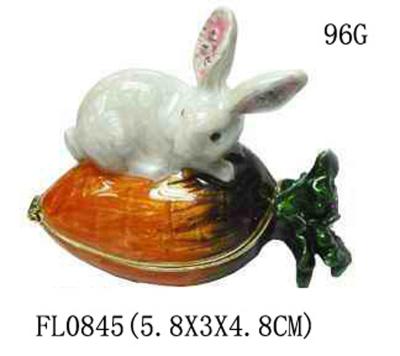 China Fairy Rabbit Enameled Trinket Box Bunny Jewelry Box Pewter Rabbit Jewelry Trinket Box Gifts Cony Trinket Box Ring Holder for sale