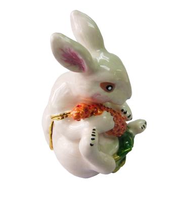 China Easter Rabbit Trinket Box Rabbit Trinket Box Crystals Rabbit Trinket Jewelry Box Bejeweled Easter Bunny Jewelry Box for sale