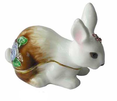 China Crystals Easter Bunny Trinket Box Easter Rabbit Trinket Box Bejeweled Rabbit Trinket Jewelry Box Rabbit & Baby Gift for sale