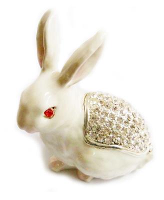 China Easter Rabbit Bejeweled Trinket Box Rabbit Jewelry Trinket Box Necklace Ring Holder Easter Easter Bunny Trinket Box for sale