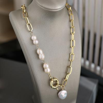 China High Quality Natural Baroque Irregular Freshwater Baroque Pearl Necklace Jewelry Set Natural Baroque Pearl necklace for sale