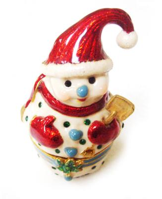 China Christmas Snowman Metal Jewelry Box for sale
