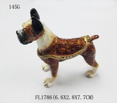China Fashion Metal Alloy Pewter Crystal Enamel Dog Trinket Jewelry Box for sale