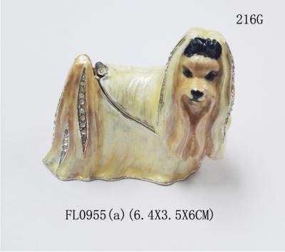 Китай Golden plated Cz crystal pewter alloy Pets dog metal jewelry box продается