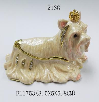 China Crown Dog Jewelry Box Metal jewelry box Animal Trinket Box Best Wedding Favors Gifts Trinket Box for sale