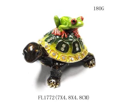 China Fashion enamelled metal turtle jewelry box with turtle trinket box for sale