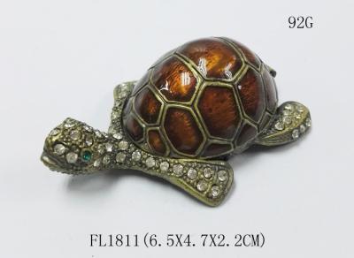 China Turtle Animal pewter jewelry box turtle diamond decoration trinket jewelry box for sale