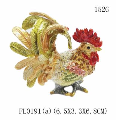 China Fancy Mini Rooster Metal Jewelry Box pewter  jewelry box with rooster design for sale