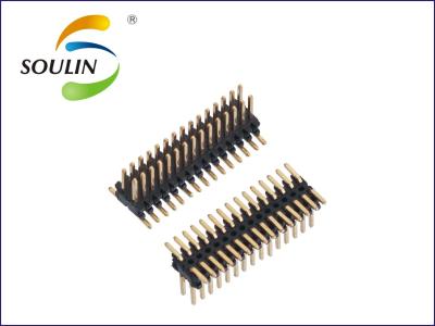 China Black Plastic PA6T Pin Header Connectors 1.27x2.54mm Pitch Dual Row for sale