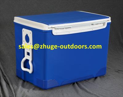 China Hot Sale 70 Liter PU Insulation Blue Plastic Ice Cooler Box for sale