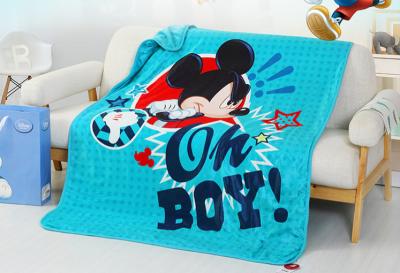 China Super Soft Flannel Screen Printed Blanket , Polyester Baby Blanket Cartoon Print for sale