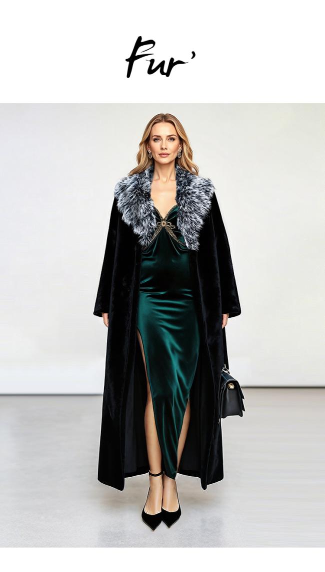Euro-American Eco-friendly Fox Fur Collar Coat product image