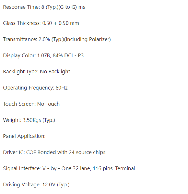 BOE HV650SUB-F9D detailed specifications