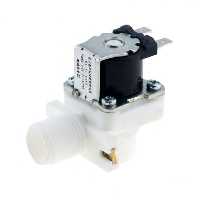 China Solenoid Valve G1/2 DC 12V 24V AC 220C Plastic Water Valve Right Angle Type 90 Degree Normally Closed for sale