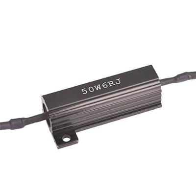 Китай Черный цвет Алюминиевый оболочка резистор 50W 6 Ом для 12/24В светодиодный автомобиль поворотный сигнал свет, светодиодный резистор продается