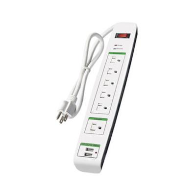 China 6 outlet Power Strip and Extension Socket With 15A Circuit Breaker Surger Protector 2USB for sale