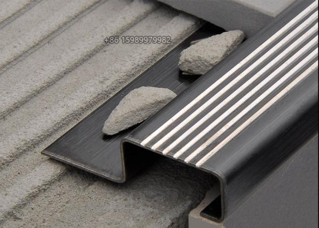brushed black stainless steel stair nosing