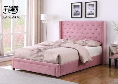 China Pink Princess Upholstered Bed With Drawers Size Customizable for sale