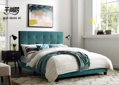 China Ocean Blue Factory Velvet Upholstered Tufted King Platform Bed for sale