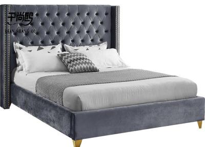 China Luxury platform king low upholstered headboard size storage bed for sale