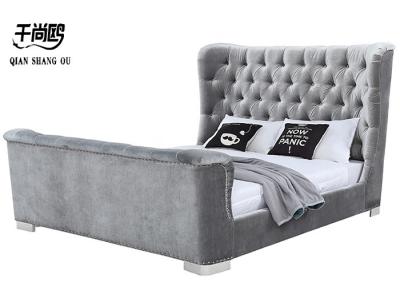 China No inflation Upholstered PU Leather Bed ,  Tufted Fabric Platform Bed for sale