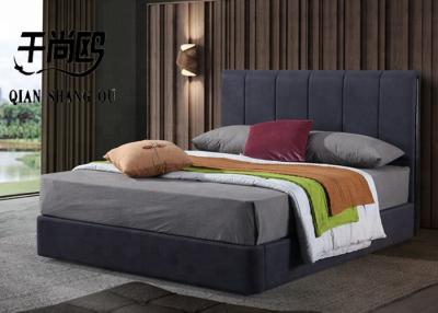 China OEM / ODM Linen Grey Upholstered King Size Platform Bed 2m Wide for sale