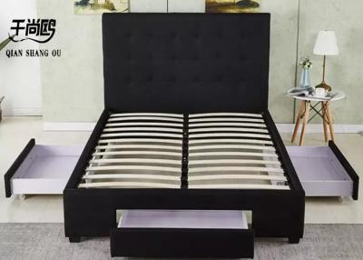 China Linen King Platform Upholstered Bed With Drawers Large King Size for sale