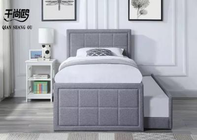 China Linen Soft Platform Bed , Low Profile Double Bed Frame With Sliding Drawers for sale