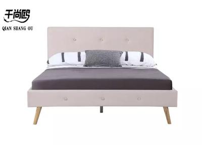 China Linen Queen Size Fabric Bed Frame , simple Upholstered Platform Queen Bed Frame for sale