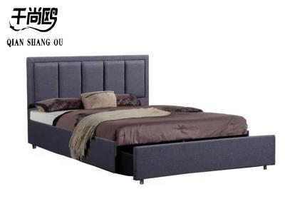 China Breathable Stitching Upholstered King Size Bed With Drawers for sale