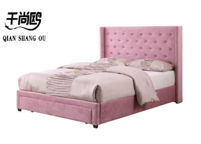 China Luxury Pink Princess Upholstered Storage Platform Bed with Button-tufted Headboard for sale