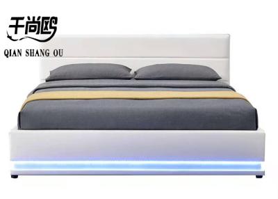 China 137*203cm LED Lights Around Bed , white Double Leather Frame Bed for sale