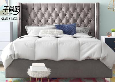 China Linen Trundle Leather Tufted Queen Bed / King Size Upholstered Headboard With Storage for sale