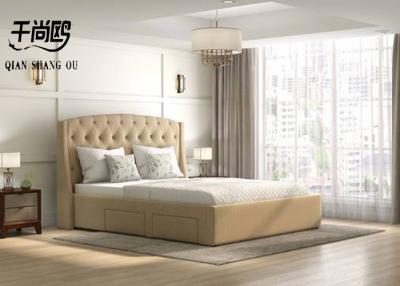 China Apartment Fabric Upholstered Beds / Luxury Bed Frame With Storage for sale