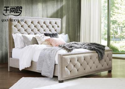 China Luxury Tall Upholstered King Size Bed Button Metal 137*203cm 153*203cm for sale