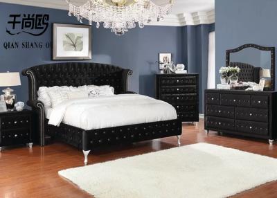 China Contemporary Tall Upholstered Bed Wing Board Design With Button for sale