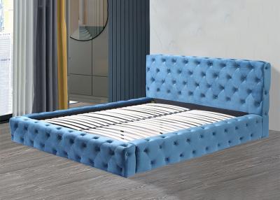 China Velvet Cover Modern Soft Bed Oversized Blue Bedroom for sale