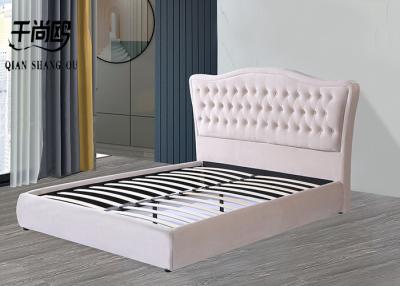 China Bedroom Soft 2.03m Tall Upholstered Bed In Velvet Fabric for sale