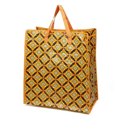 China 140gsm PP Woven Shopping Bag Laminated Recycled Woven Plastic Tote Bags With Zipper for sale