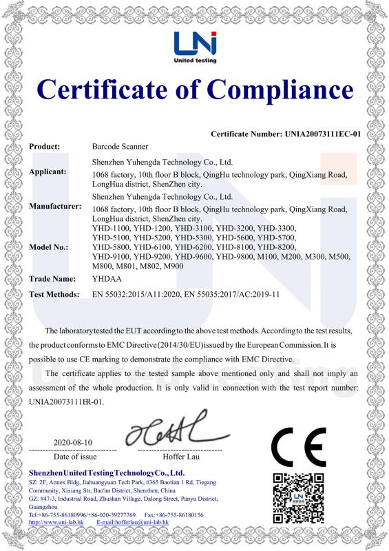 CE - Shenzhen Yuhengda Technology Co., Ltd.