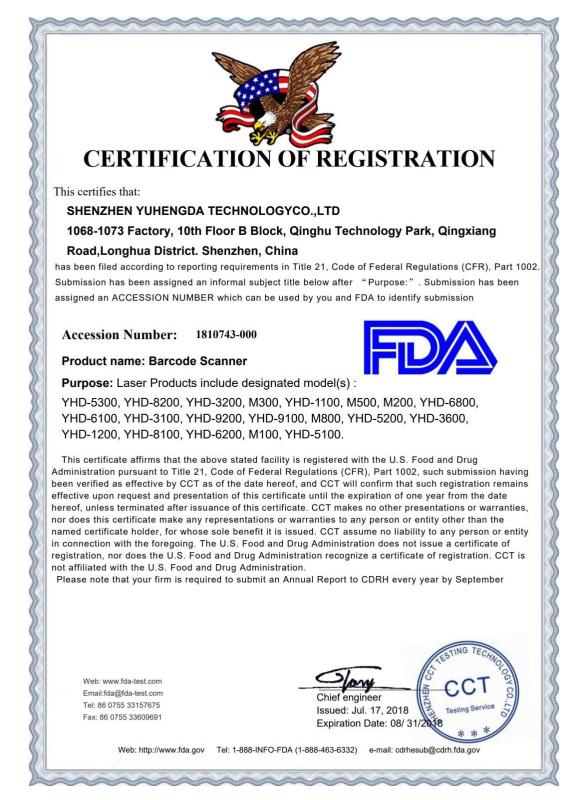 FDA - Shenzhen Yuhengda Technology Co., Ltd.