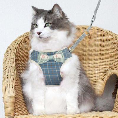 China Cute Bow Tie Cat Harness Collar , Cat Harness And Leash Set For Outdoor Walking for sale