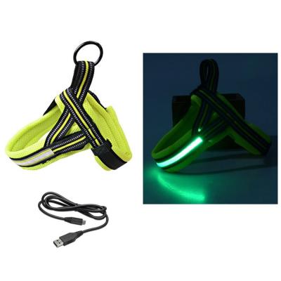 China USB Rechargeable Flashing LED Dog Harness No Choke With Lightweight Mesh Lining for sale