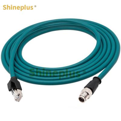 China Cameralink M12 para RJ45 cabo de rede de cadeia de arrasto flexível 8 núcleo cabo de rede de câmera industrial Ethernet tipo X à venda